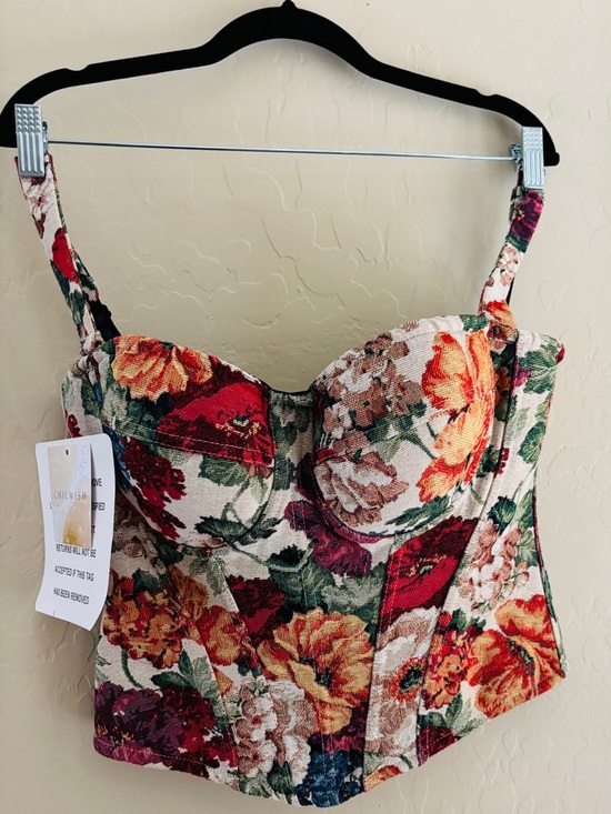 Chicwish Tops - Chicwish Floral Tapestry Bustier Top - Red, Blue, Green, Cream Women’s M NEW